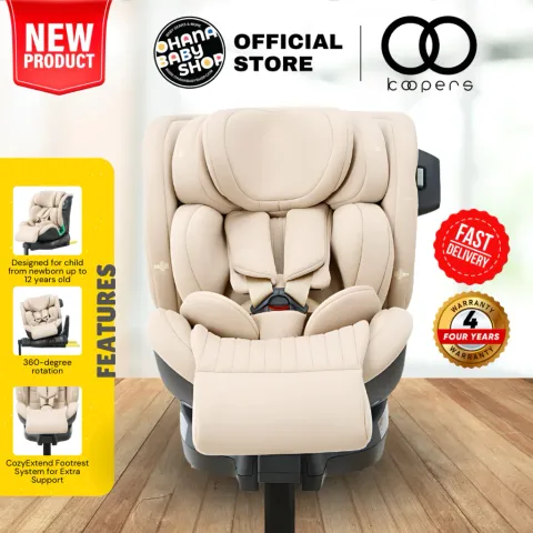 Gambar promosi Koopers Spark Plus warna cerah dengan harness dan tapak daripada Ohana Baby Shop.